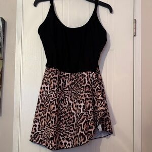 Black and Leopard Print Women's One Piece Swimsuit